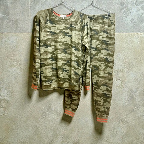 PJ Salvage Cozy Zoe Green Camo Lounge Pajama Set - M - Picture 10 of 11